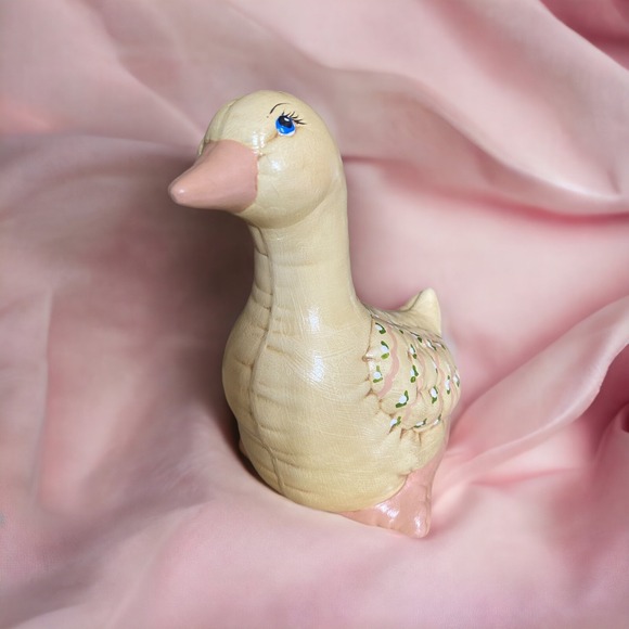 Kimple Duck Decor 1985 Mold Co. Quilted Look Bisque 7.5"x 7" Shower Baby VINTAGE - Picture 1 of 11